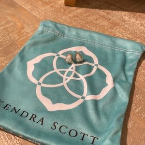 Kendra Scott gold stud earrings in White Kyocera Opal